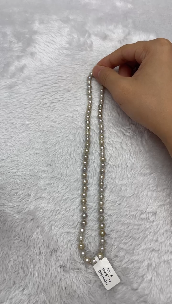项链银S925镶嵌海水珍珠AK真多麻6-6.5mm