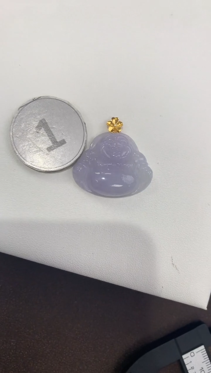 颈饰18K金镶嵌翡翠天然缅甸a货翡翠