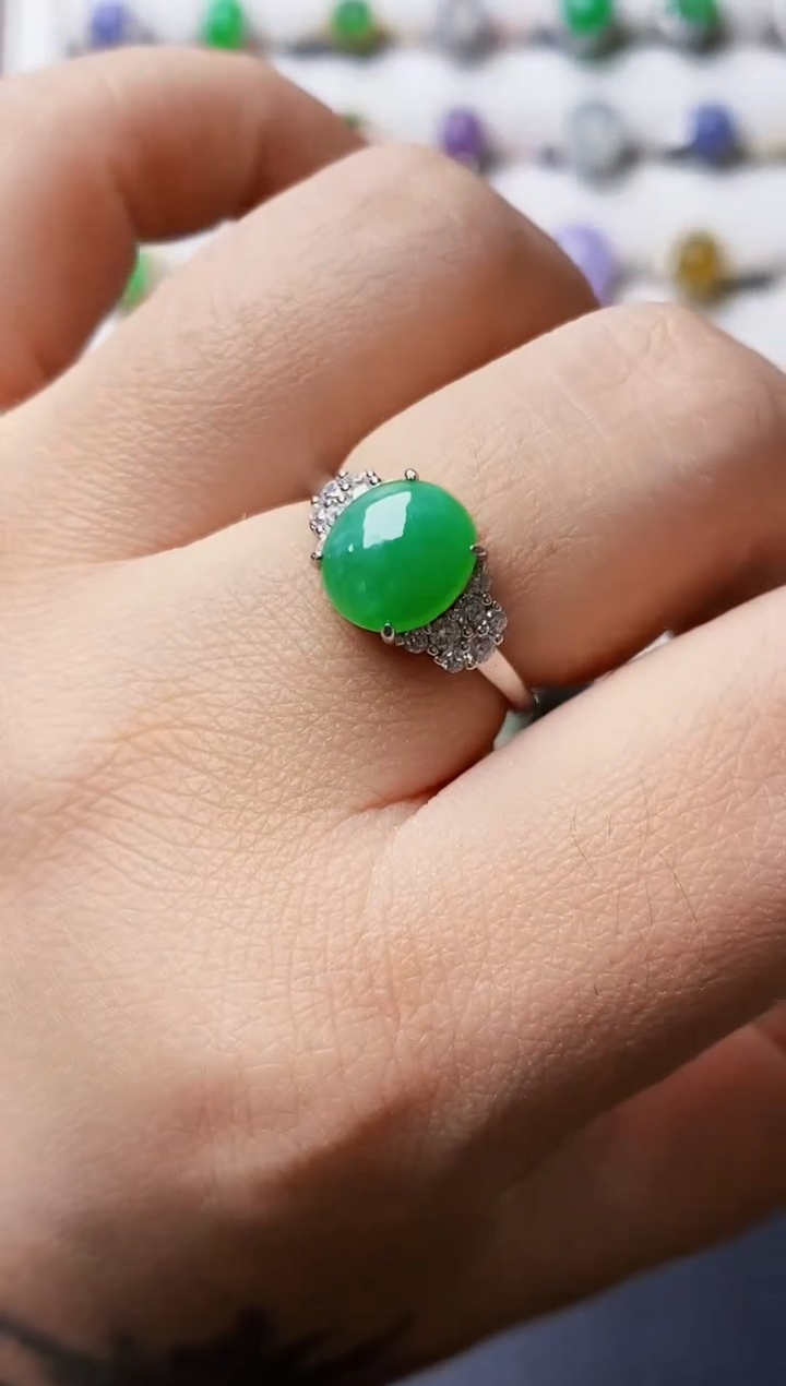 银S925镶嵌戒指翡翠0141