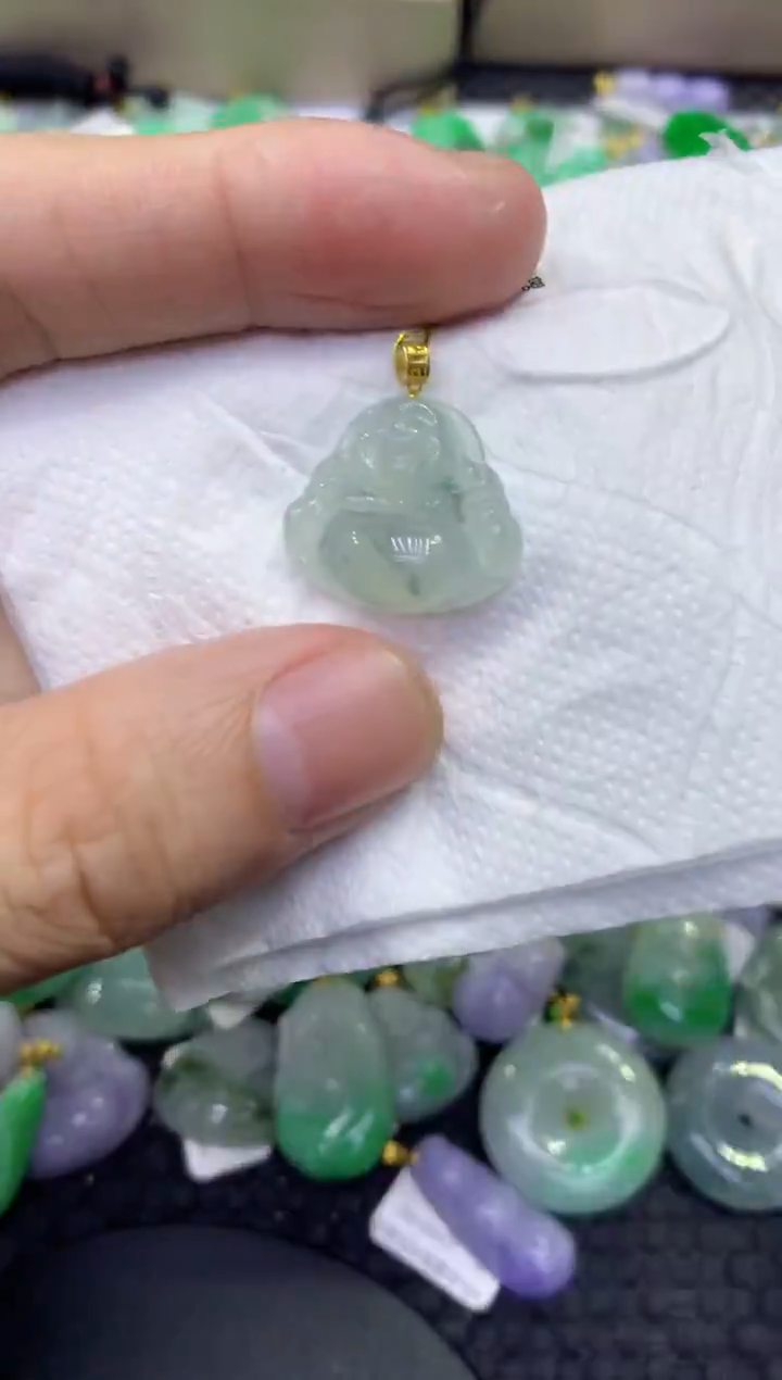 颈饰18K金镶嵌翡翠天然缅甸A货翡翠