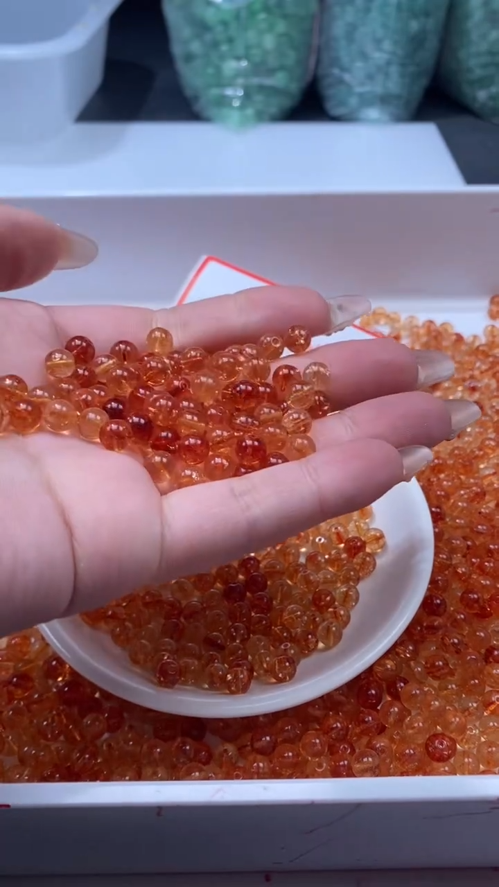 颈饰未镶嵌水晶W1718金橙色碧玺6mm*30颗