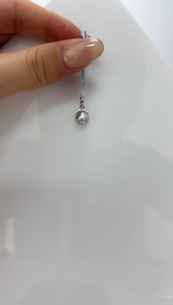 【闪购商品】海水珍珠DA银S925镶嵌c1199 灰珠吊坠 8