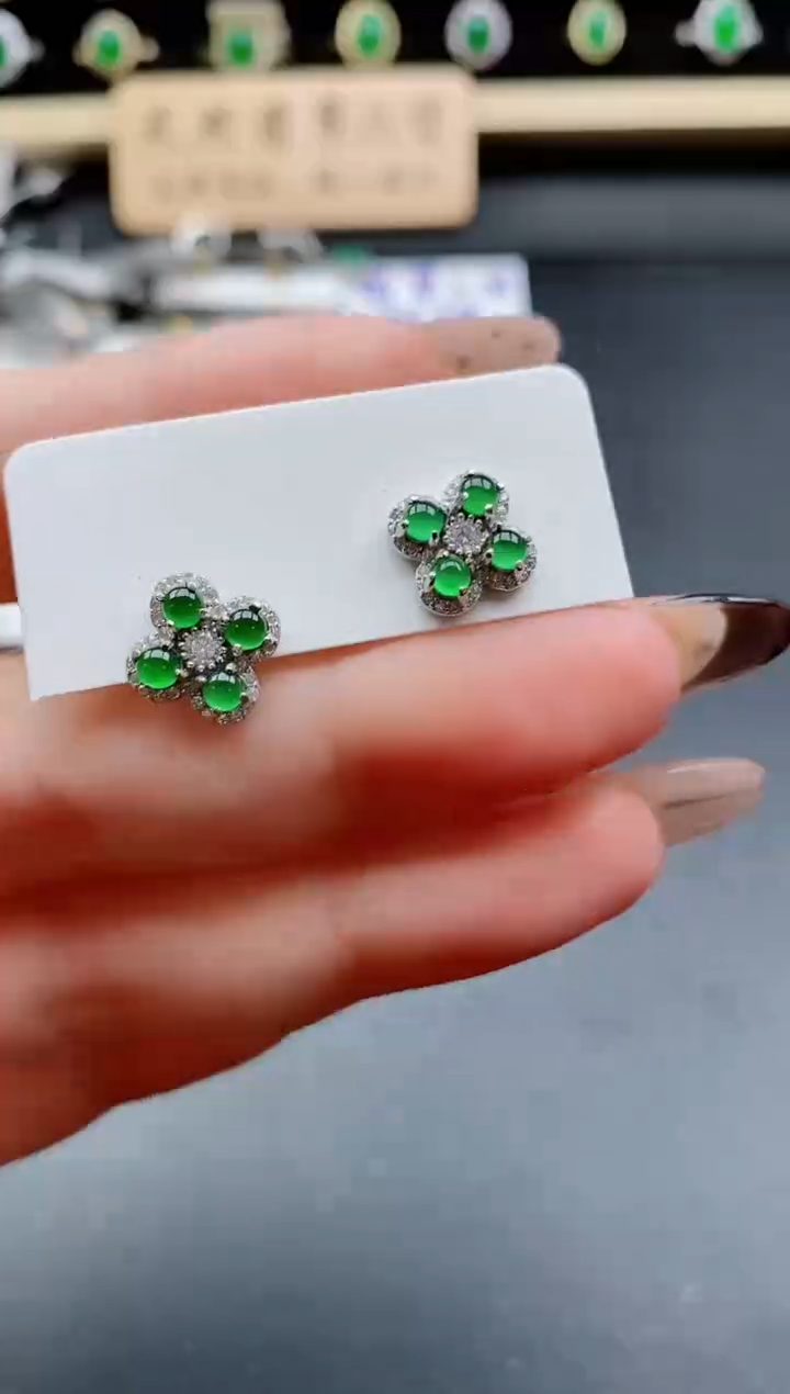 银S925镶嵌戒指翡翠1