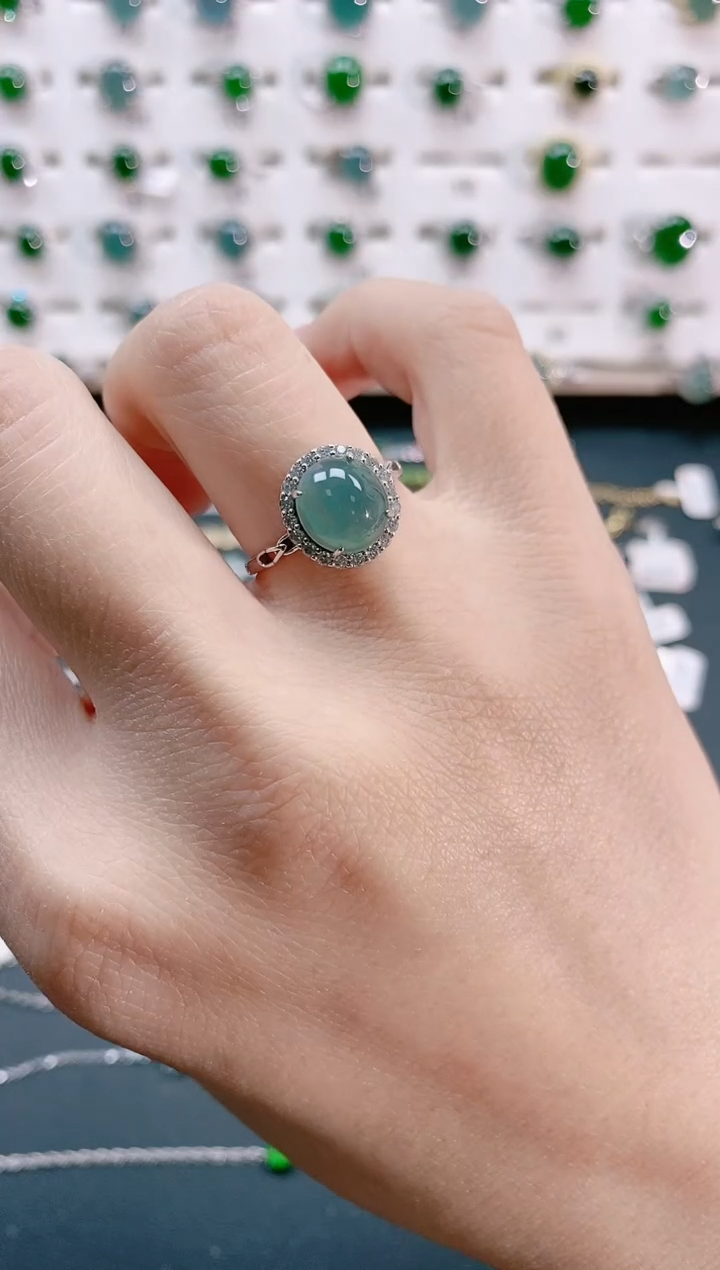 【闪购商品】翡翠戒指银S925镶嵌天然翡翠