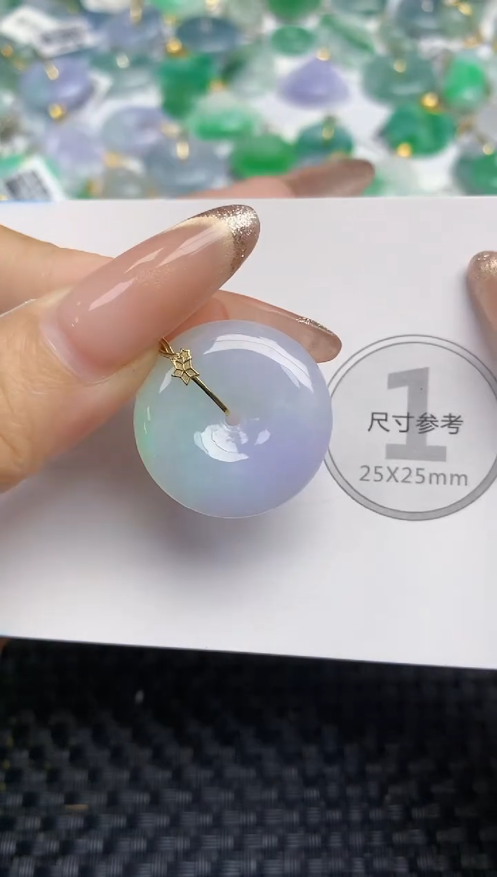 颈饰18K金镶嵌翡翠天然缅甸A货翡翠百元以上9元证书费自理