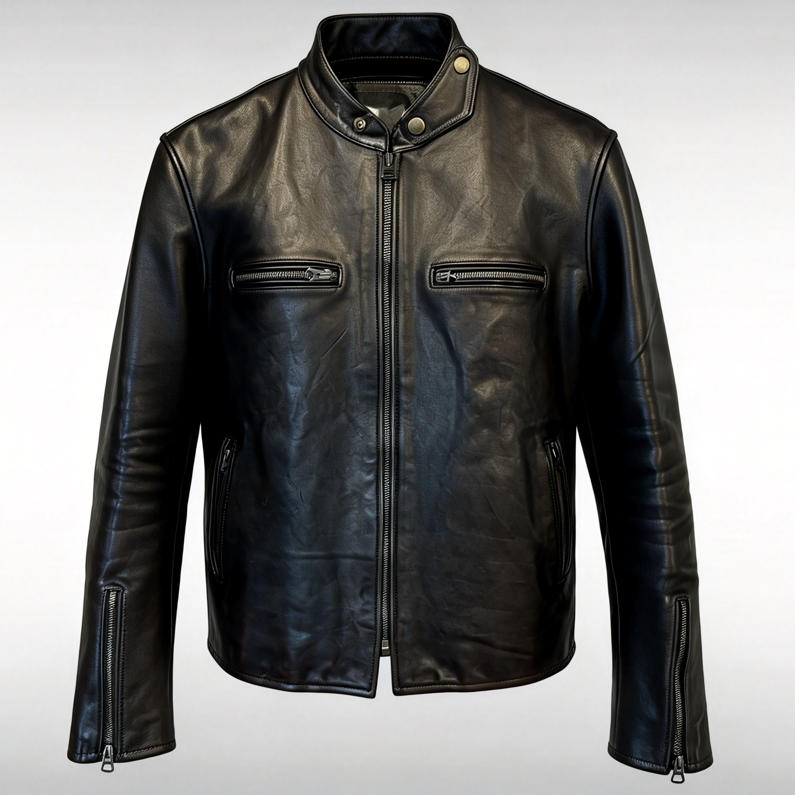 马皮J100修身款秋冬重水洗复古机车皮真皮衣男款立领马皮皮夹克