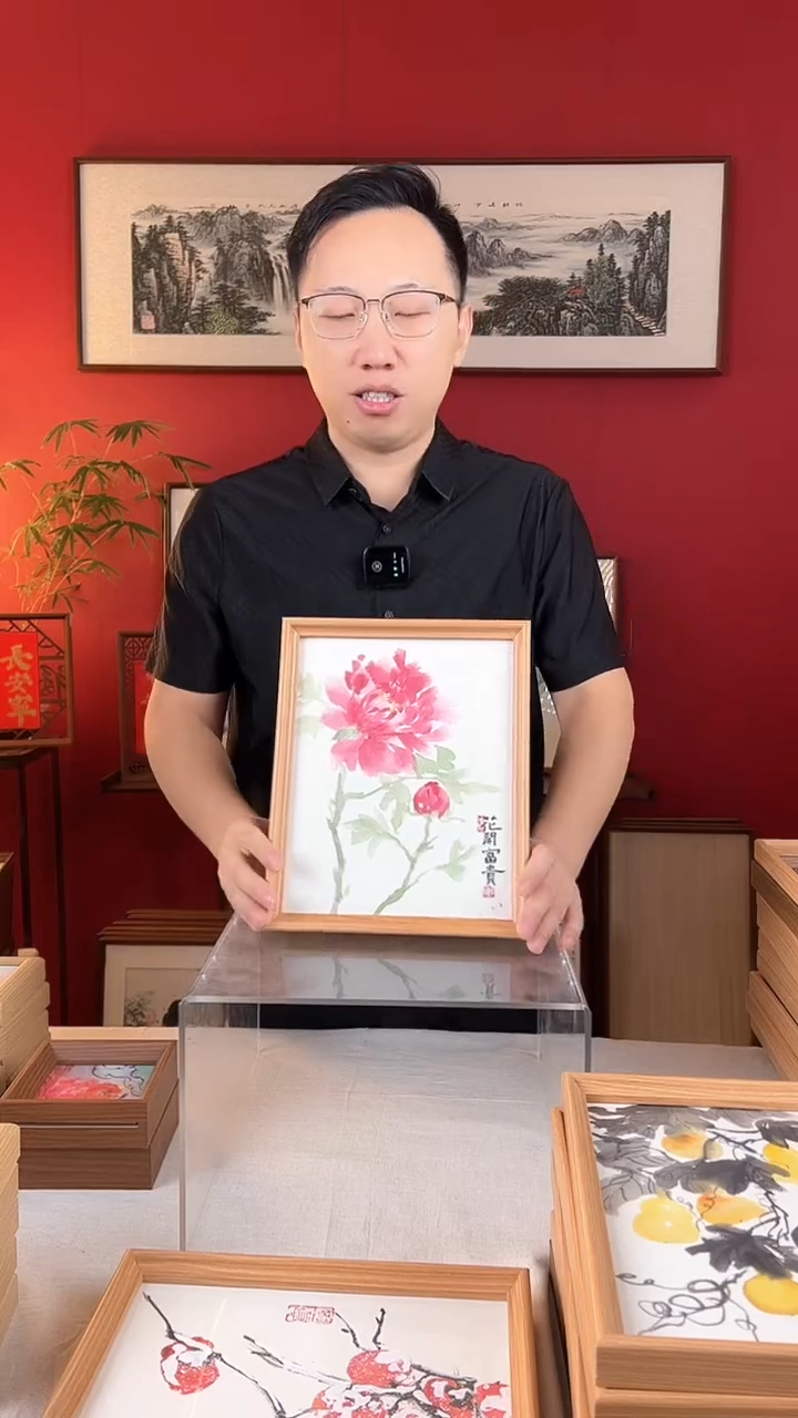 【闪购商品】国画花开富贵10寸纯手绘国画摆台