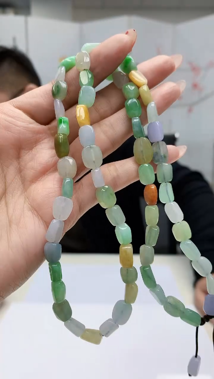 【闪购商品】定制翡翠未镶嵌5152MM-毛货珠链93