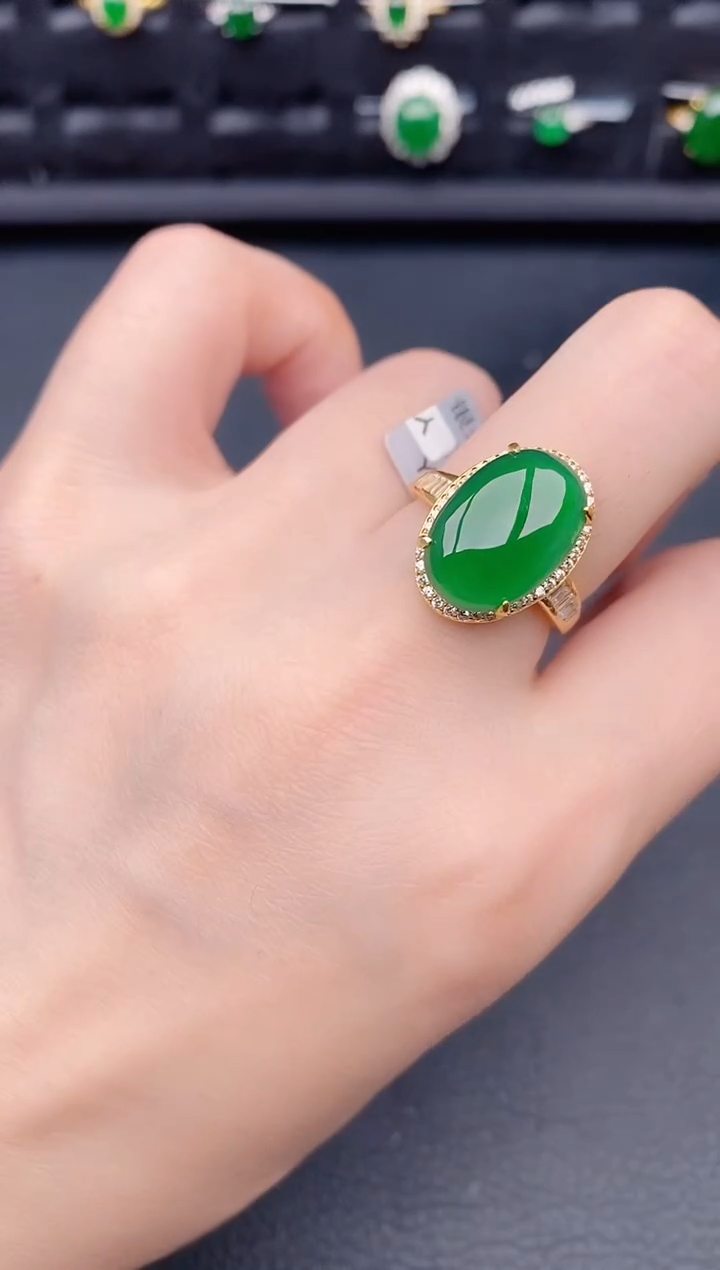 银S925镶嵌戒指翡翠天然a货翡翠244