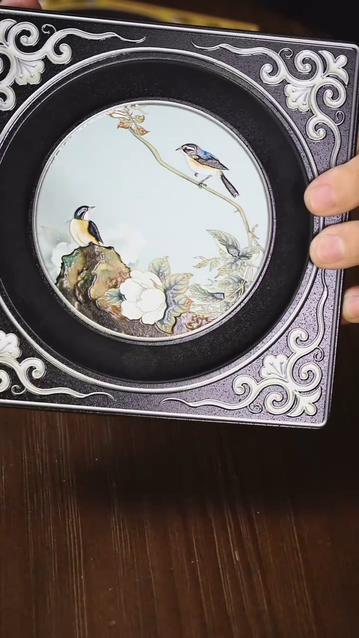 壹藏贰宝青色花鸟小壶承