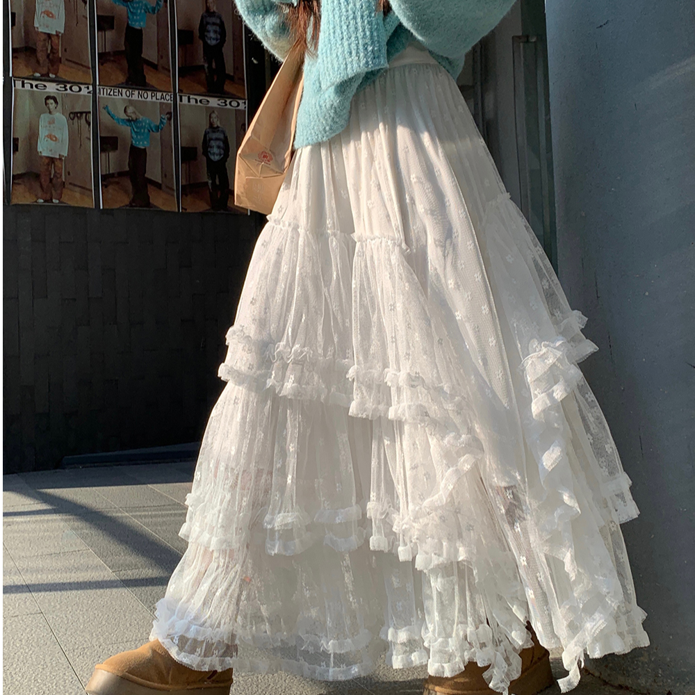 直播间专属链接  法式花朵蕾丝半身裙女蓬蓬蛋糕长裙温柔风长裙