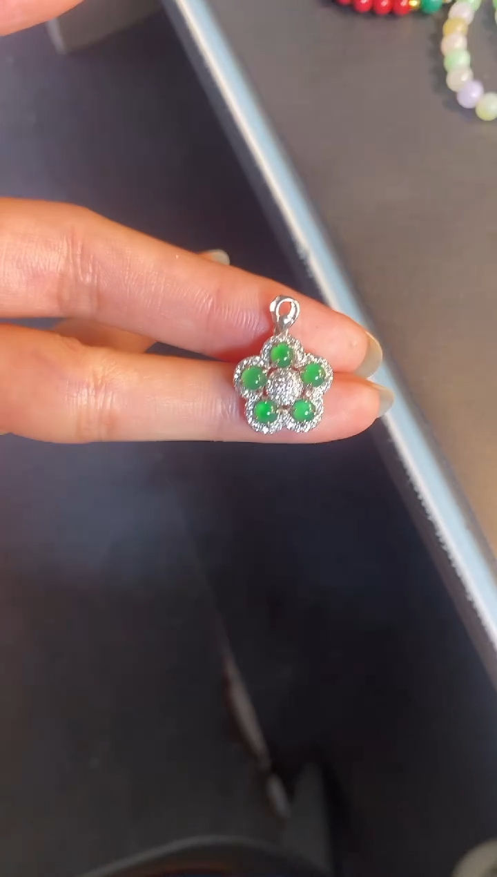 吊坠(不含链)银S925镶嵌翡翠1