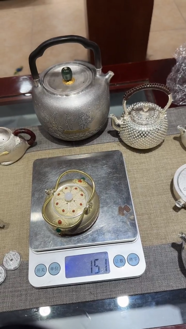 【闪购商品】足银999精工掐丝泡茶壶