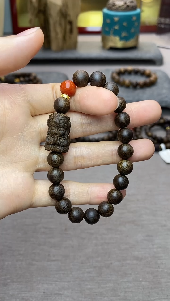 【闪购商品】沉香手串顺化紫棋玉化料08+扎基设计 单圈沉水