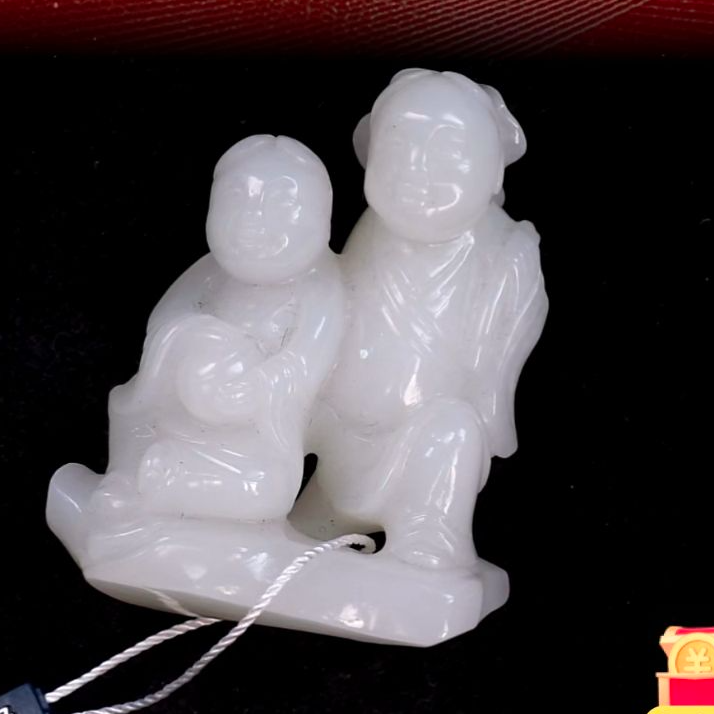 创汇和田玉童子把件 