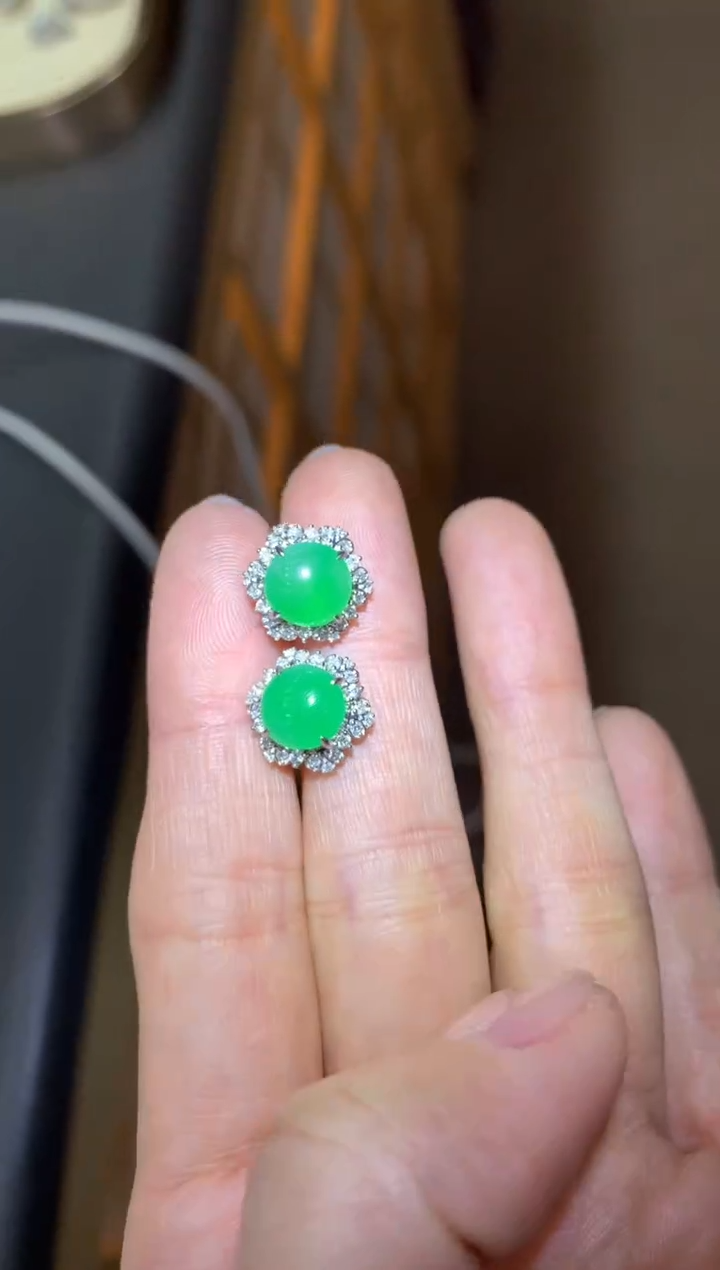 【闪购商品】翡翠耳饰18K金镶嵌|不退不换