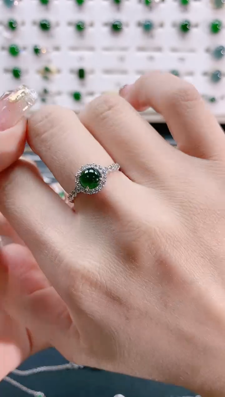 【闪购商品】翡翠戒指银S925镶嵌天然翡翠