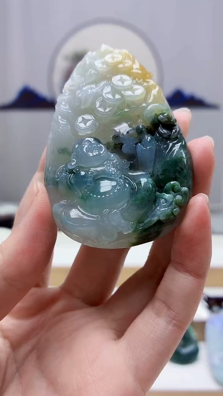 未镶嵌定制翡翠4688zm-毛货挂件佛公56