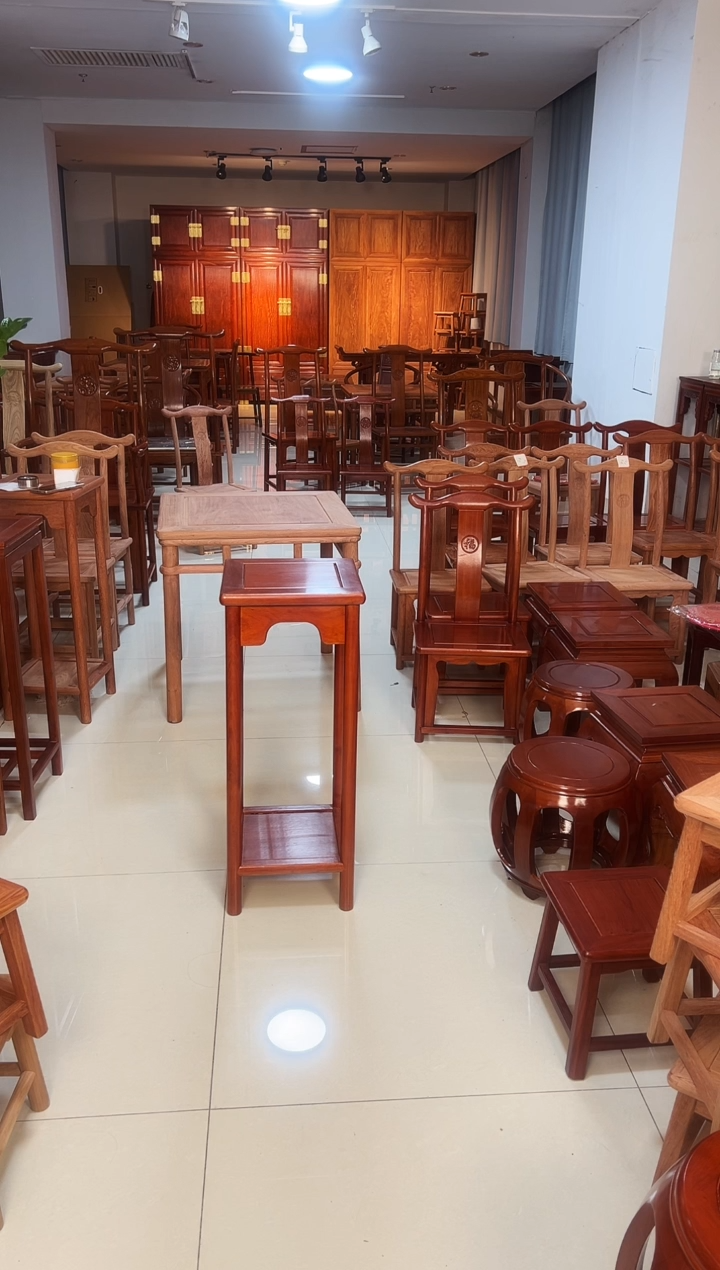 花梨木类端景台小巴花花架80花梨色