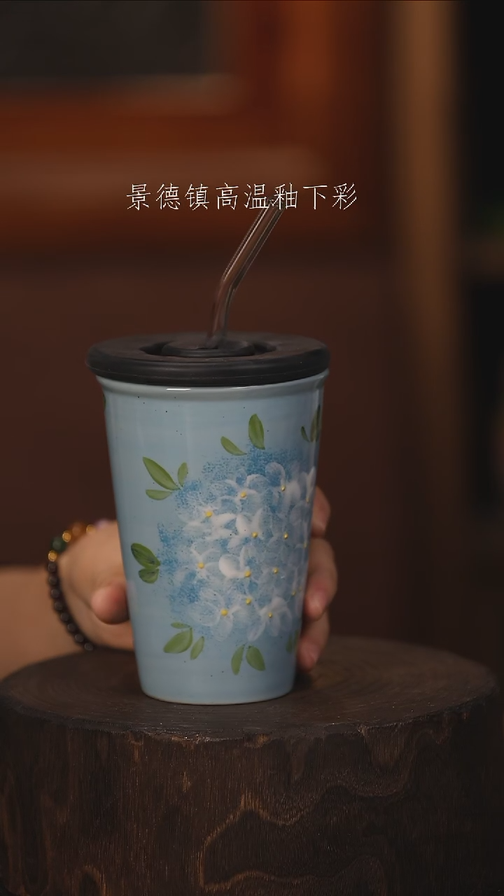 陶瓷景德镇高温釉下手绘陶瓷@L245@