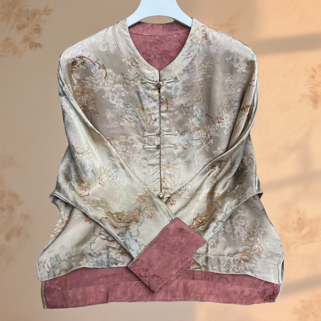 0063【亭台楼阁】国风新中式秋季新款洋气高级女式提花花萝外套