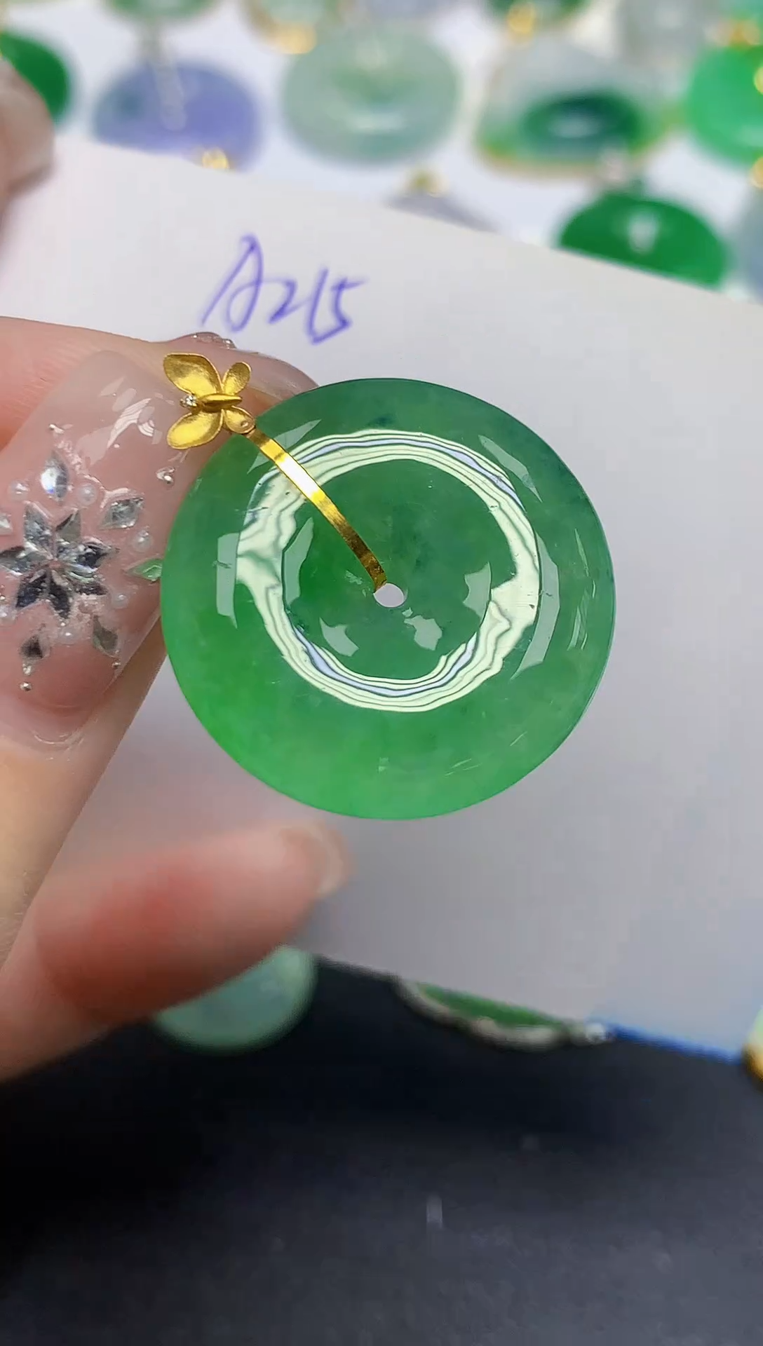 颈饰18K金镶嵌翡翠天然缅甸翡翠A货翡翠百元以上9元证书费自理