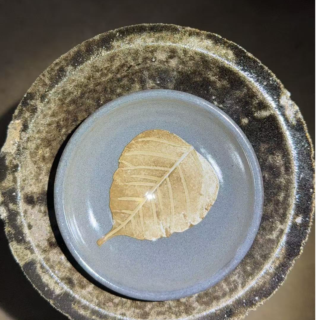 纯手工茶杯 灰贝 木叶 主人杯