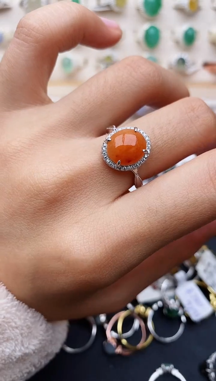 【闪购商品】翡翠戒指银S925镶嵌缅甸翡翠