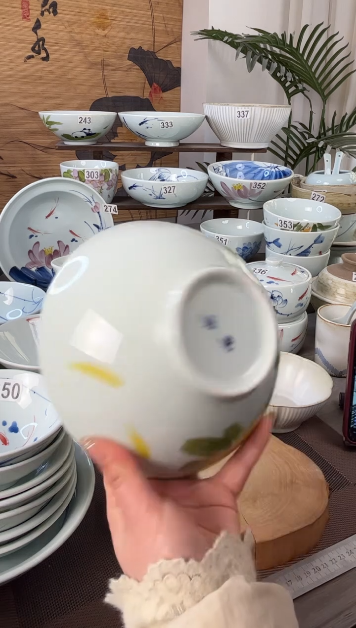 明舟中瑕手绘向日葵7寸老面碗（单只装）