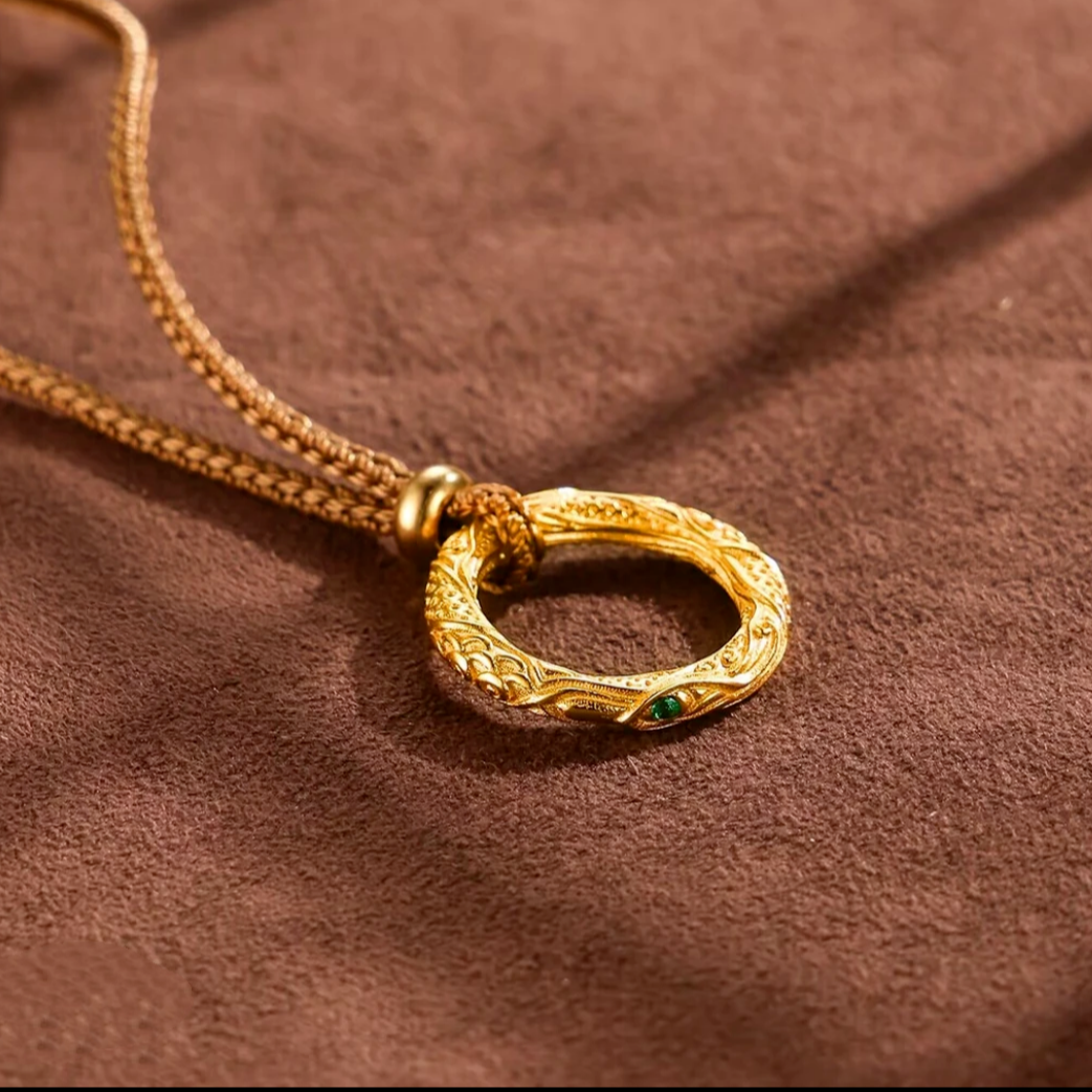 月辉银器 坠链均925银合成锆石 G88精美百搭哪吒吊坠气质金色项链