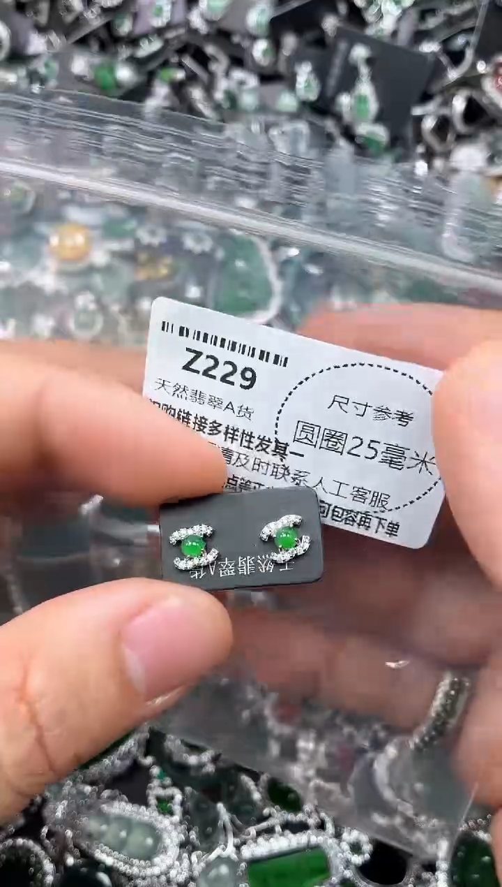 翡翠未镶嵌颈饰Z229耳钉