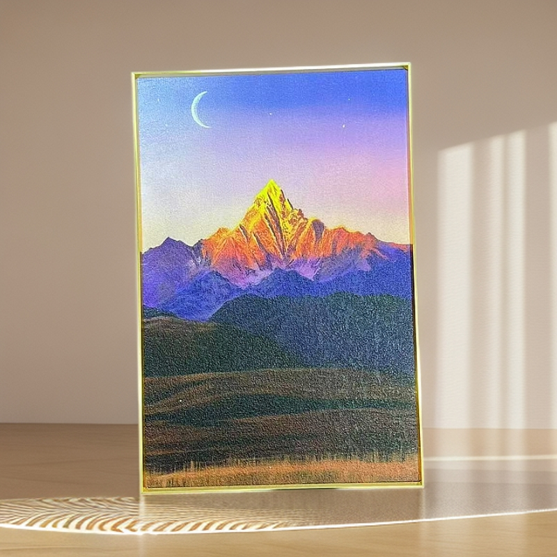 《日照金山》  砂岩现代装饰画金属边框装饰画4060