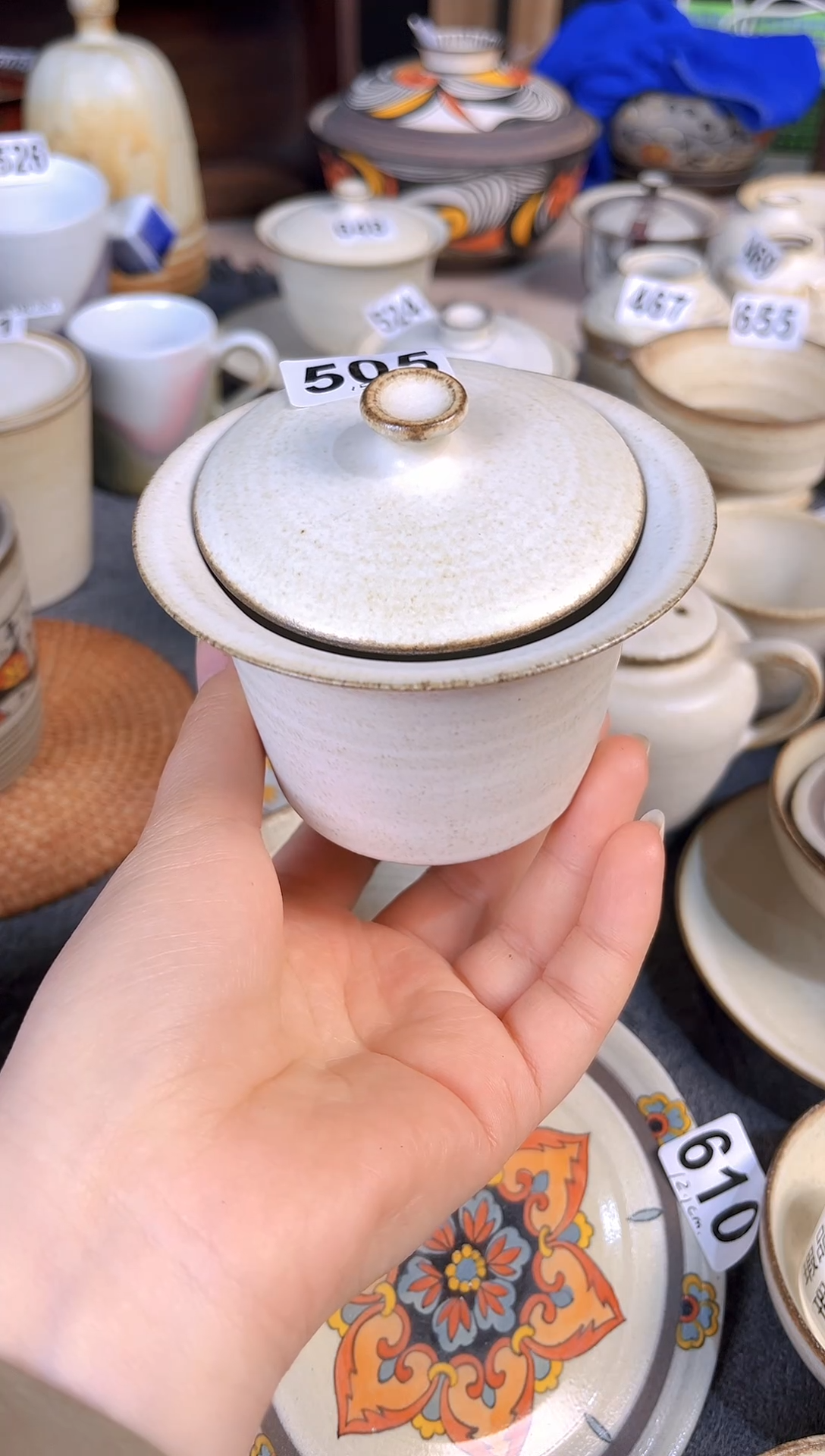 【闪购商品】陶八工微瑕粉引盖碗