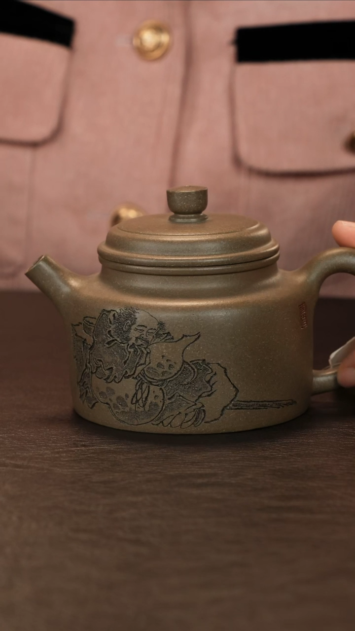 【闪购商品】紫砂茶壶直播福利李建军德钟刻人物青玉砂段