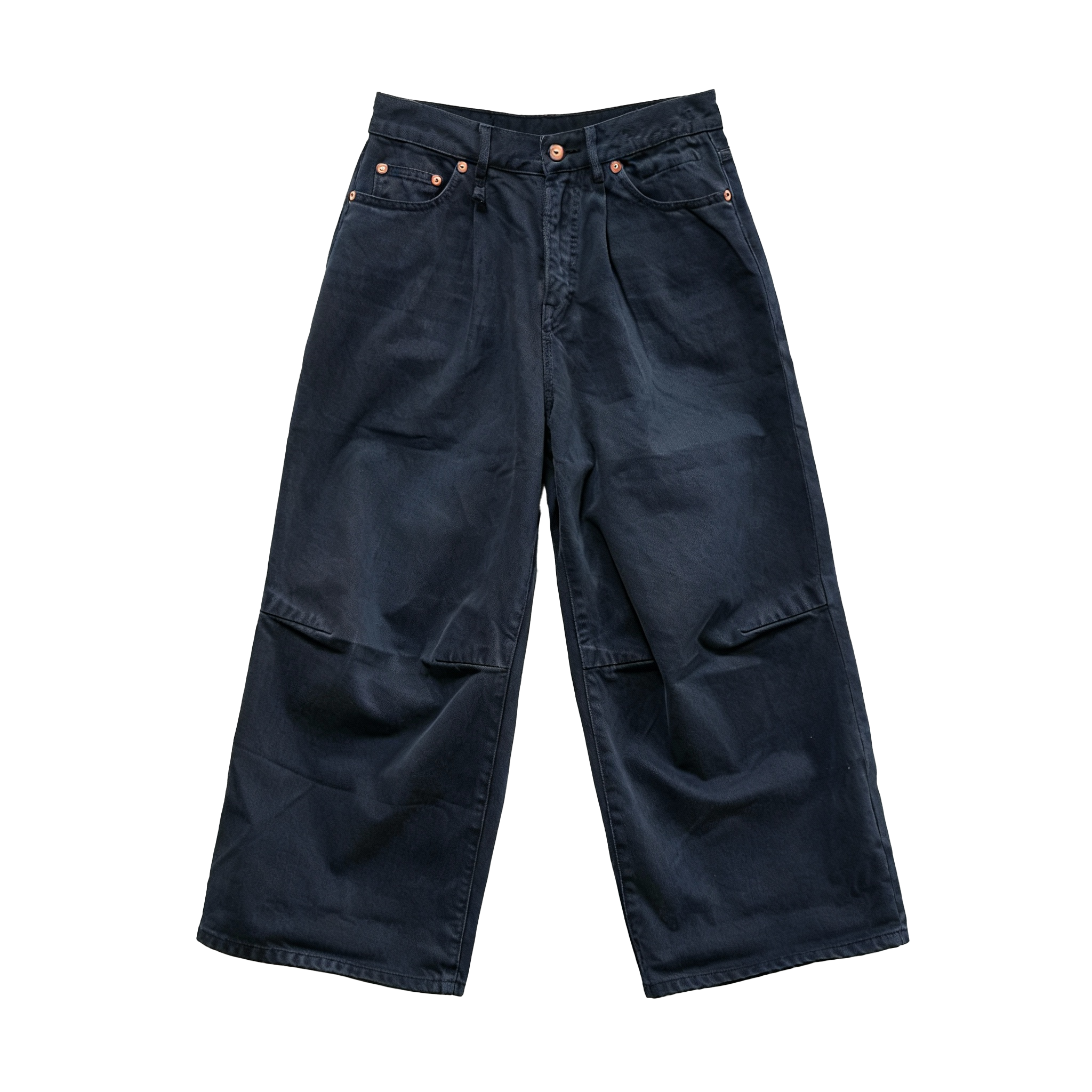 LUmina时尚纯色全面洗水立体剪裁弯刀休闲牛仔裤 B005-001