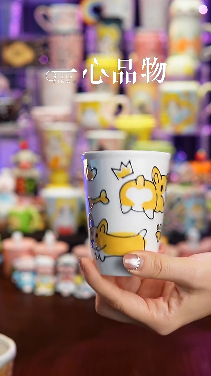 杯子瓷A24景德镇手工手绘杯子摆件