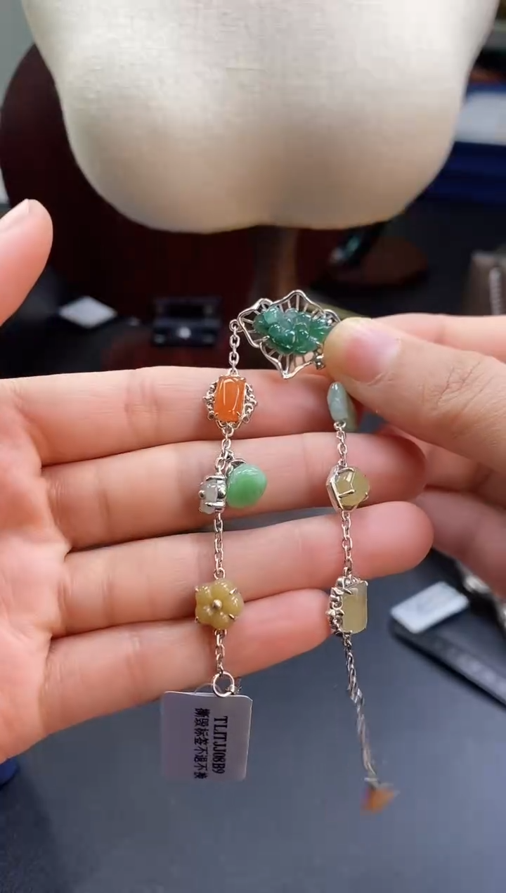 颈饰银S925镶嵌翡翠14416