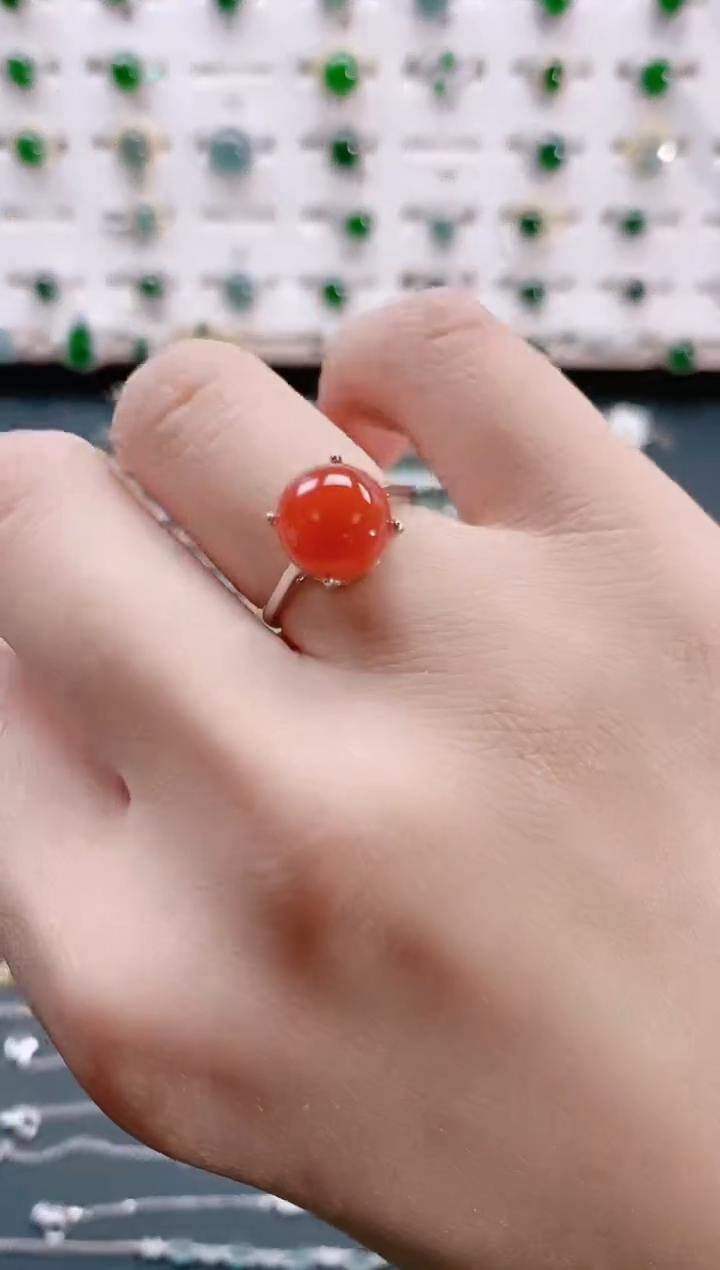 【闪购商品】南红玛瑙珠宝奇石银S925镶嵌天然南红