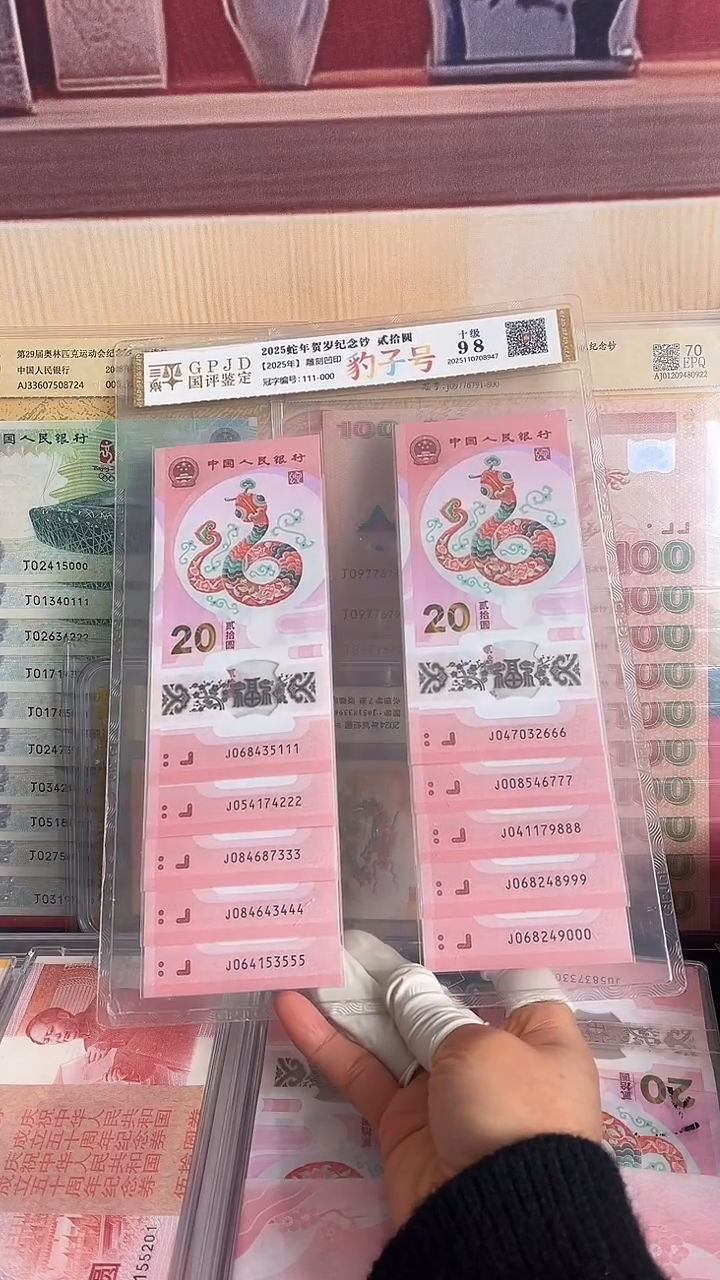 塑料蛇年生肖纪念钞十连号尾豹