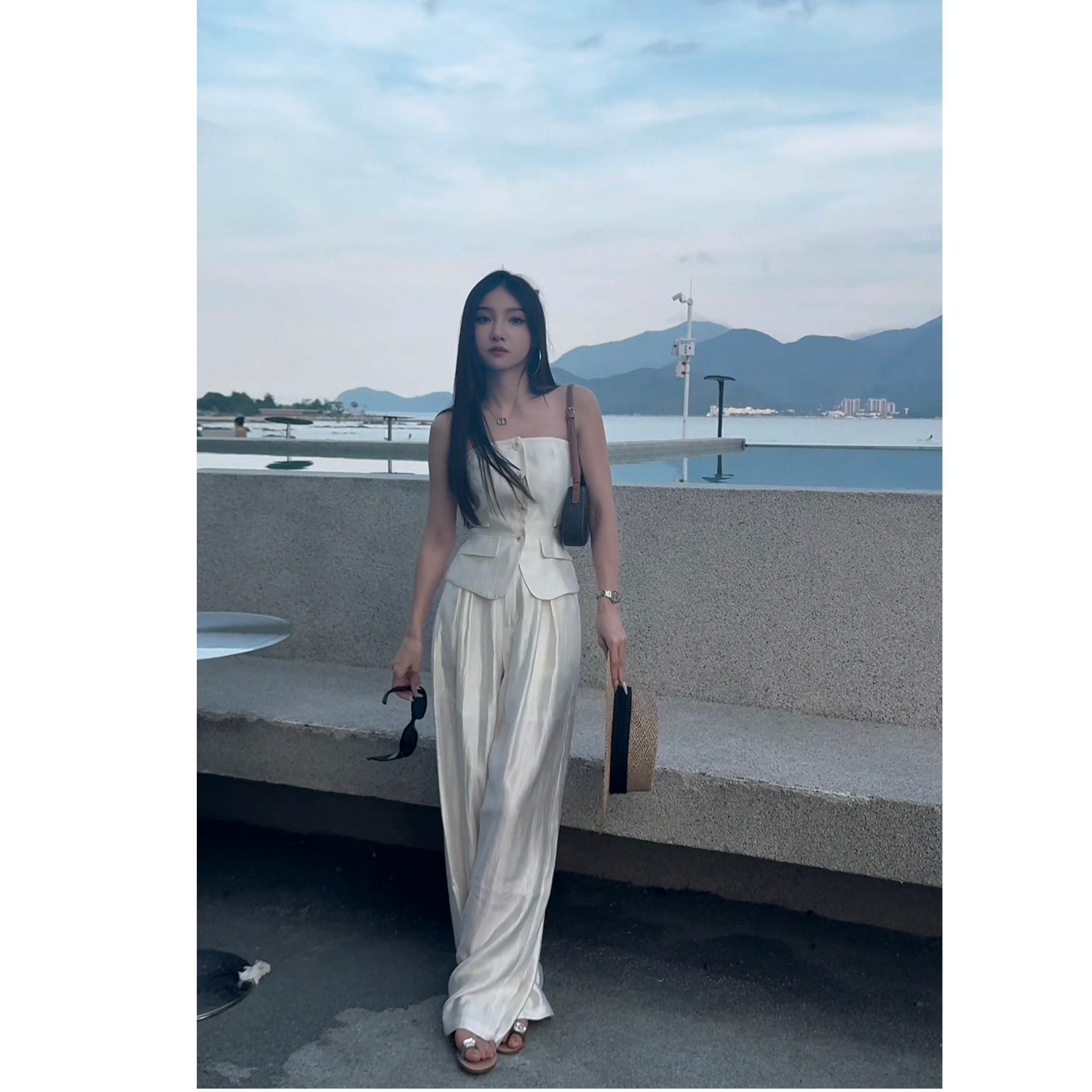 Molly定制【绝美身材】简约通勤INS风垂感礼服无袖阔腿裤1717