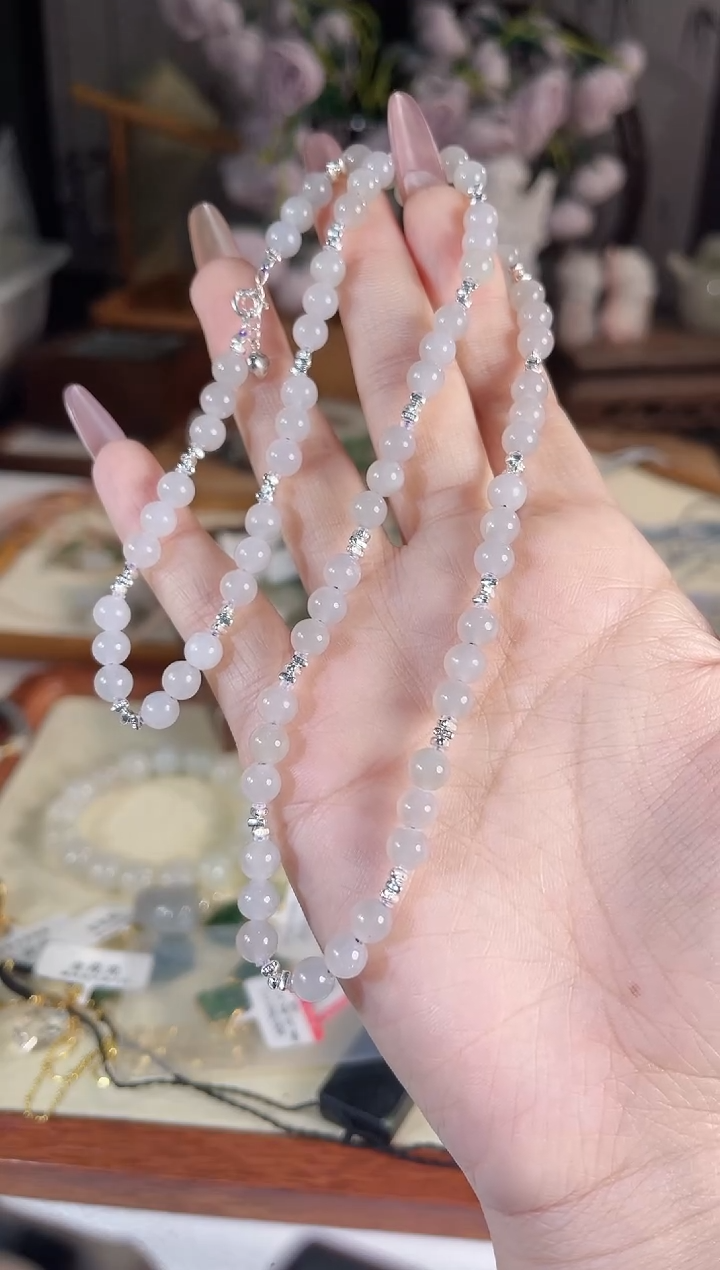 项链银S925镶嵌和田玉多样性发其一孤品默认微瑕