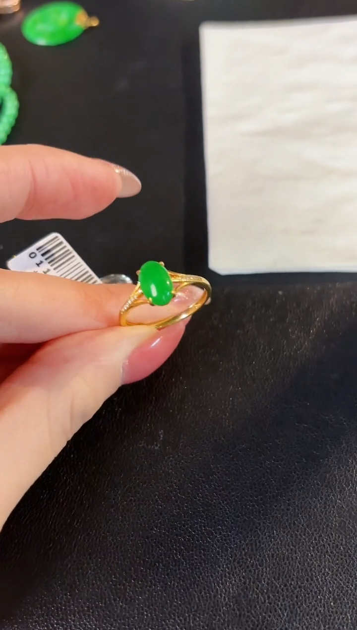 【闪购商品】翡翠戒指18K金镶嵌缅料A货/支持复检/一件