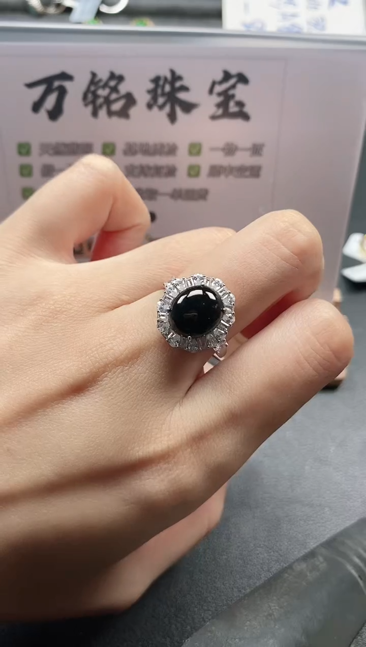 银S925镶嵌戒指翡翠51511