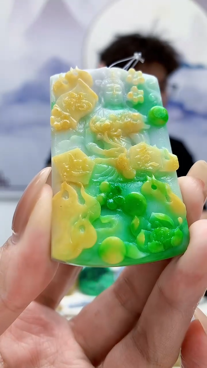 未镶嵌定制翡翠4688MM-毛货挂件48