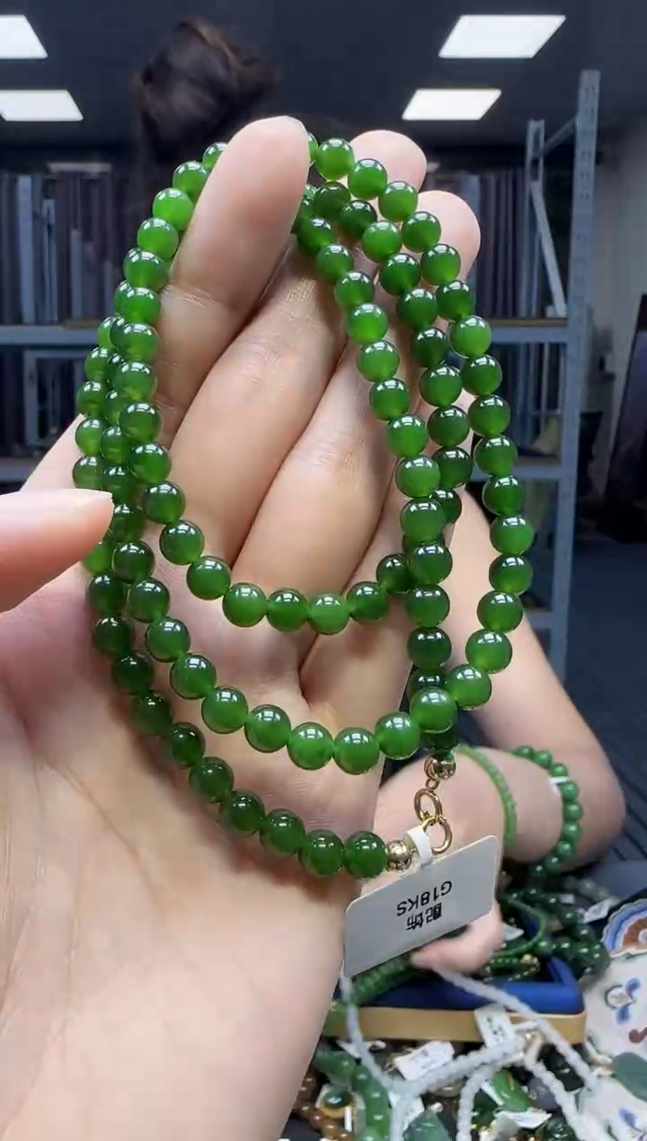 和田玉18K金镶嵌挂件1