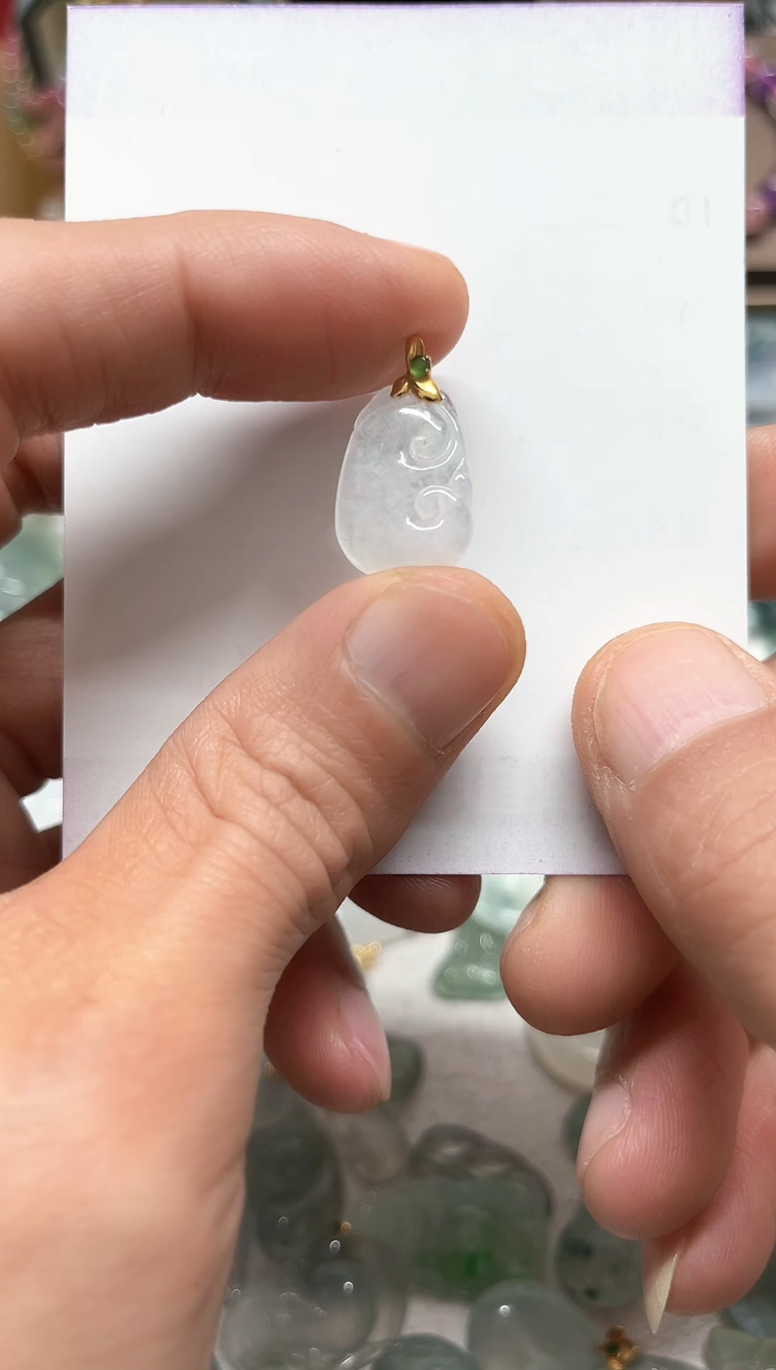 【闪购商品】翡翠颈饰18K金镶嵌天然缅甸A货翡翠吊坠