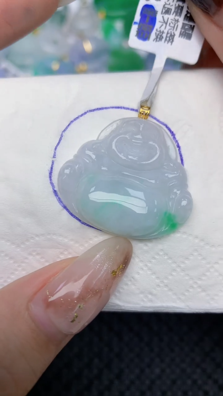 颈饰18K金镶嵌翡翠天然缅甸翡翠a货百元以上9元证书费自理