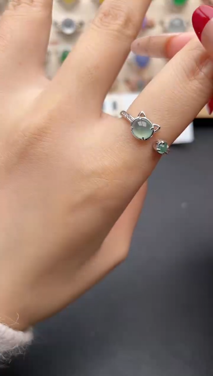 【闪购商品】翡翠戒指银S925镶嵌一物一证一礼盒