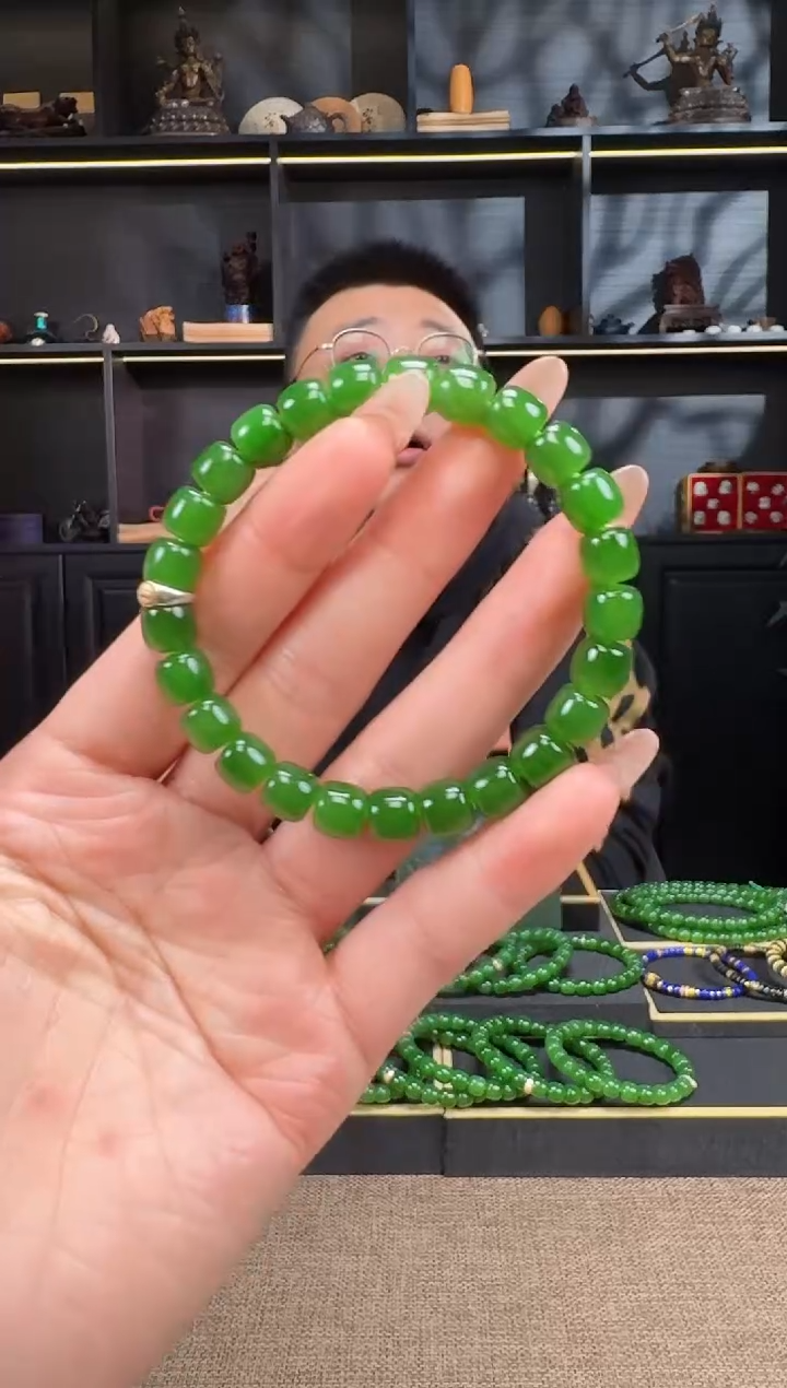 【闪购商品】和田玉1未镶嵌8.5mm碧玉极致手串