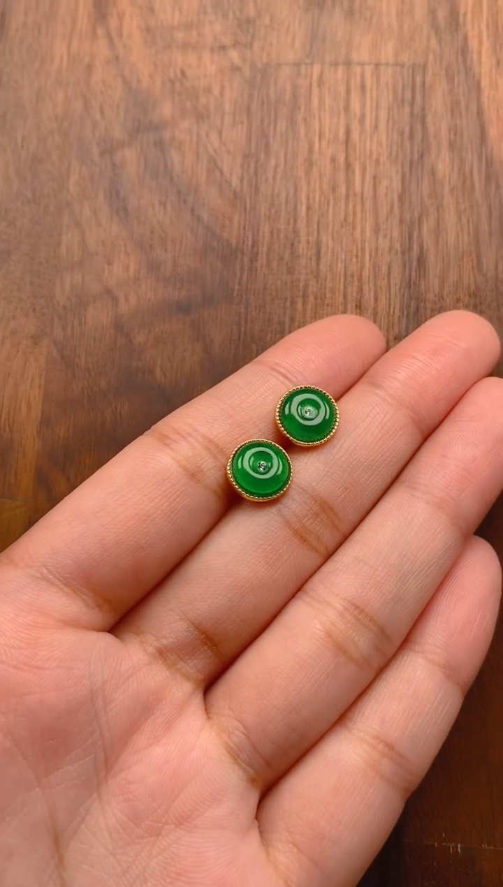 【闪购商品】翡翠耳饰银S925镶嵌平安扣耳饰